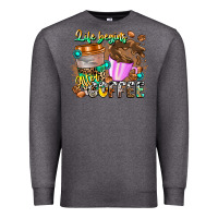Charcoal Heather Life Begins After Coffee Premium Sweatshirt - CowhideDigitalArt