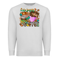 Dove Grey Life Begins After Coffee Premium Sweatshirt - CowhideDigitalArt