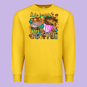 Life Begins After Coffee Premium Sweatshirt Designed By Cowhidedigitalart