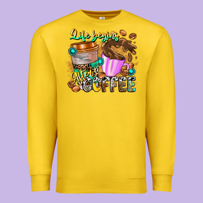 Life Begins After Coffee Premium Sweatshirt Designed By Cowhidedigitalart