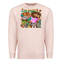 Pale Pink Life Begins After Coffee Premium Sweatshirt - CowhideDigitalArt