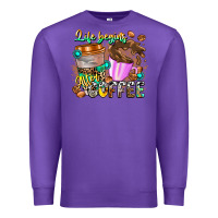 Purple Life Begins After Coffee Premium Sweatshirt - CowhideDigitalArt