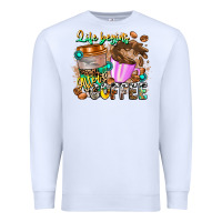 White Life Begins After Coffee Premium Sweatshirt - CowhideDigitalArt