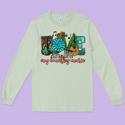 Western Love My Country Music Long Sleeve Tee Designed By Howdyjamesfarm
