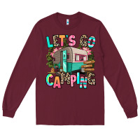 Burgundy let's go camping Long Sleeve Tee - RanaPortraitStore