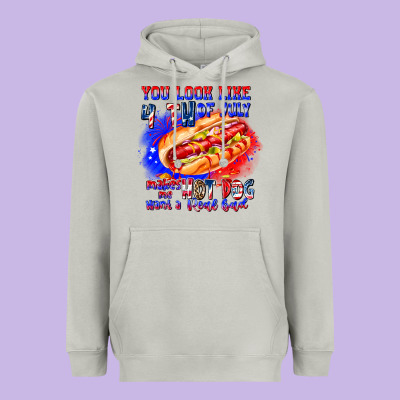 You Look Like 4th Of July Makes Me Hot Dog Want A Heavyweight Hoodie Designed By Cowhidedigitalart