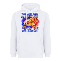 White You Look Like 4th of july makes me hot dog want a Heavyweight Hoodie - CowhideDigitalArt