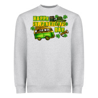 Heather Grey Camper Happy St. Patrick's Day Heavyweight Sweatshirt - CowGirlArtShop