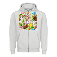 Dove Grey Easter Hamper With Bunny Seamless Pattern Zipper Hoodie - BundleAndBundleShop