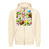 Sandshell Easter Hamper With Bunny Seamless Pattern Zipper Hoodie - BundleAndBundleShop