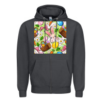Smoke Easter Hamper With Bunny Seamless Pattern Zipper Hoodie - BundleAndBundleShop