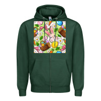 Sports Green Easter Hamper With Bunny Seamless Pattern Zipper Hoodie - BundleAndBundleShop