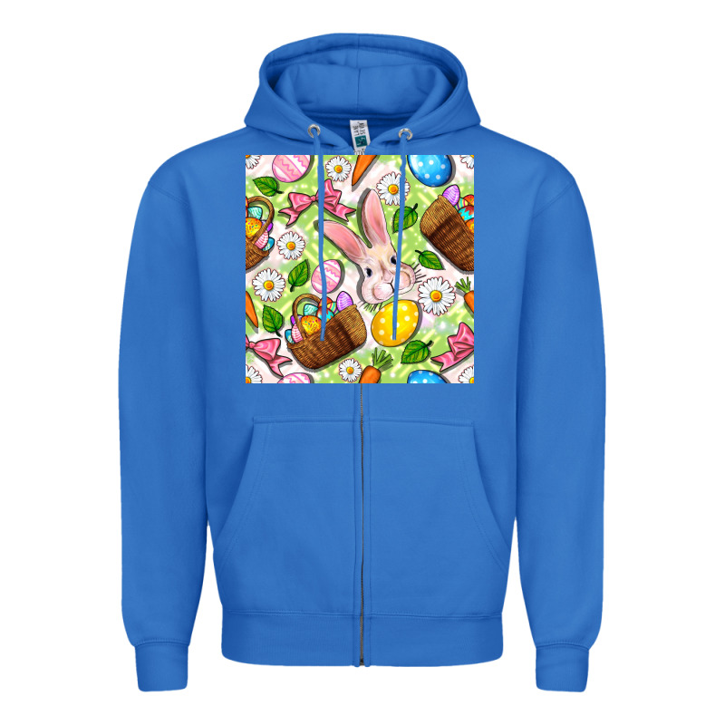 Easter Hamper With Bunny Seamless Pattern Zipper Hoodie by BundleAndBundleShop | Teevron
