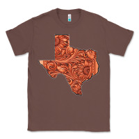 Chestnut Texas Map Western Tooled Leather Pattern Classic Tee - Bettercallsaul