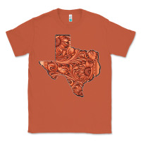 Copper Texas Map Western Tooled Leather Pattern Classic Tee - Bettercallsaul