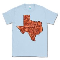 Dusty Blue Texas Map Western Tooled Leather Pattern Classic Tee - Bettercallsaul