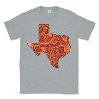 Heather Grey Texas Map Western Tooled Leather Pattern Classic Tee - Bettercallsaul