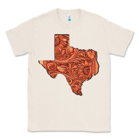 Natural Texas Map Western Tooled Leather Pattern Classic Tee - Bettercallsaul