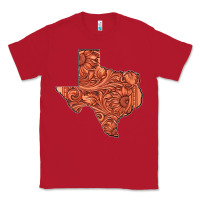 Red Texas Map Western Tooled Leather Pattern Classic Tee - Bettercallsaul