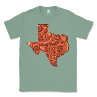 Sage Texas Map Western Tooled Leather Pattern Classic Tee - Bettercallsaul
