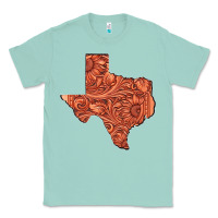 Seafoam Texas Map Western Tooled Leather Pattern Classic Tee - Bettercallsaul