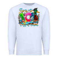 White name flying into 100 days of school Premium Sweatshirt - CowhideDigitalArt