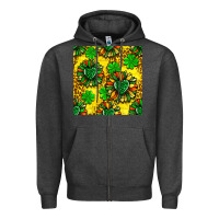 Charcoal Heather St. Patrick's sunflower seamless pattern Zipper Hoodie - BundleAndBundleShop