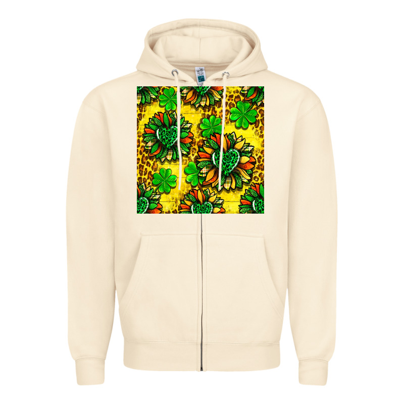 St. Patrick's Sunflower Seamless Pattern Zipper Hoodie by BundleAndBundleShop | Teevron