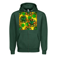 Sports Green St. Patrick's sunflower seamless pattern Zipper Hoodie - BundleAndBundleShop