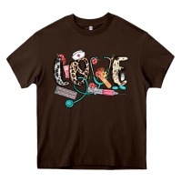 Chocolate Brown love nurse Heavy Core Tee - NancyCooperArtShop