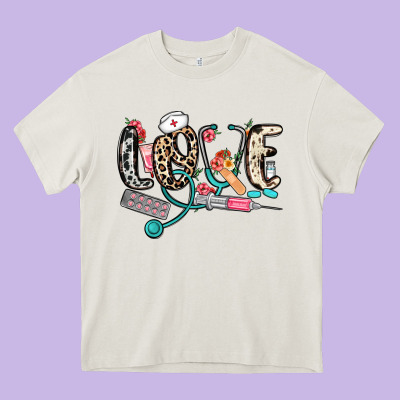 Love Nurse Heavy Core Tee Designed By Nancycooperartshop