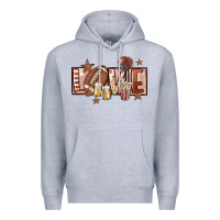 Heather Grey football love Premium Hoodie - FaDigitalArtStudio