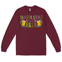 Burgundy mardi gras and beer hjf Long Sleeve Tee - HowdyJamesFarm