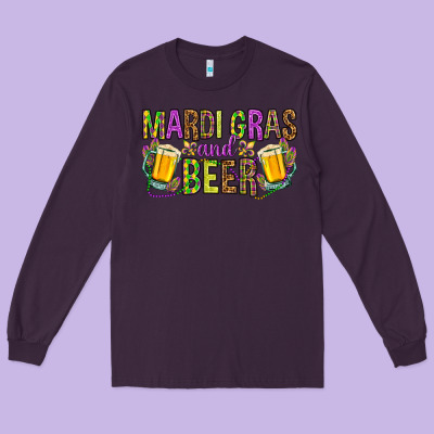 Mardi Gras And Beer Hjf Long Sleeve Tee Designed By Howdyjamesfarm
