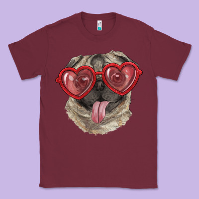 Pug With Love Glasses Classic Tee Designed By Ranaportraitstore