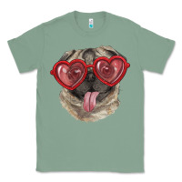 Sage Pug with love glasses Classic Tee - RanaPortraitStore