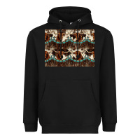 Black Longhorn Cow Pattern Heavyweight Hoodie - CowhideDigitalArt