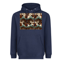 Navy Longhorn Cow Pattern Heavyweight Hoodie - CowhideDigitalArt
