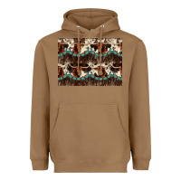 Toasted Coconut Longhorn Cow Pattern Heavyweight Hoodie - CowhideDigitalArt