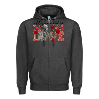 Charcoal Heather skeleton all you need is love Zipper Hoodie - FaDigitalArtStudio