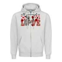 Dove Grey skeleton all you need is love Zipper Hoodie - FaDigitalArtStudio