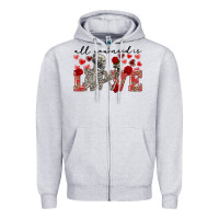 Heather Grey skeleton all you need is love Zipper Hoodie - FaDigitalArtStudio