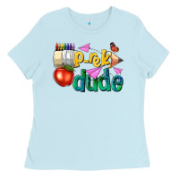 Baby Blue pre k school pencil dude Ladies Tee - NancyCooperArtShop