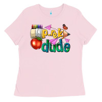 Bubblegum Pink pre k school pencil dude Ladies Tee - NancyCooperArtShop