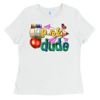 White pre k school pencil dude Ladies Tee - NancyCooperArtShop