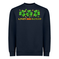 Navy St. Patrick's Day lucky and blessed Heavyweight Sweatshirt - HowdyJamesFarm