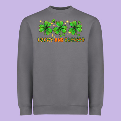 St. Patrick's Day Lucky And Blessed Heavyweight Sweatshirt Designed By Howdyjamesfarm