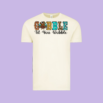 Gobble Til You Wobble Thanksgiving Turkey Vintage Tee Designed By Ranaportraitstore