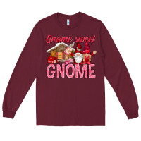 Burgundy Gnome sweet gnome Valentine's Day Long Sleeve Tee - HowdyJamesFarm