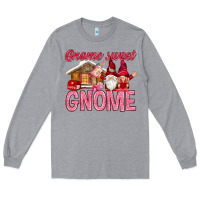 Heather Grey Gnome sweet gnome Valentine's Day Long Sleeve Tee - HowdyJamesFarm